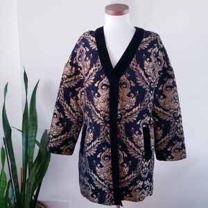 🏷Endless Rose NWOT Barocque & Velvet Button Down Jacket - Black/Gold - M